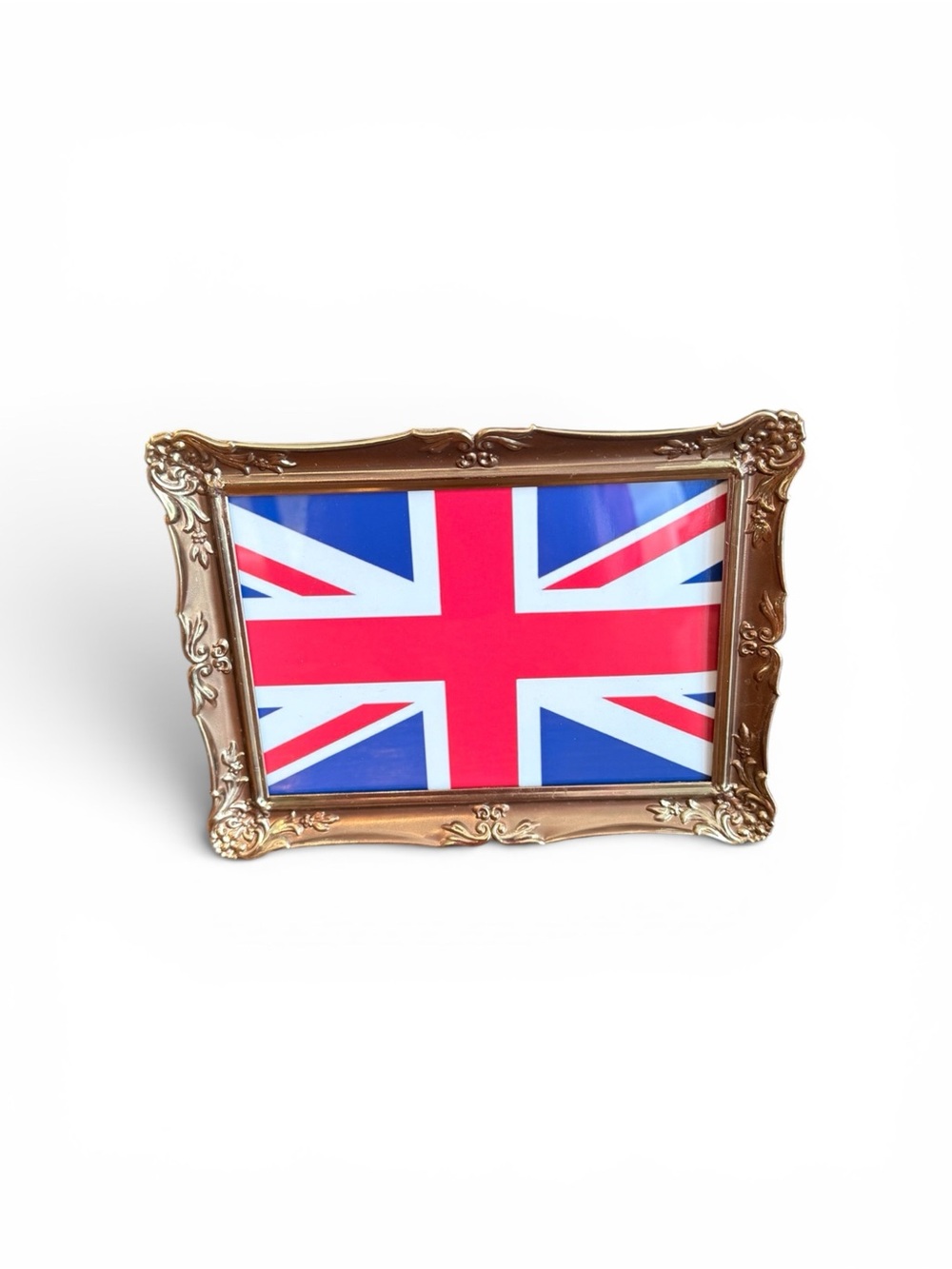 Vintage Ornate Gold Metal Frame – Hollywood Regency, Union Jack Print, 5x7 - Picture 10 of 10